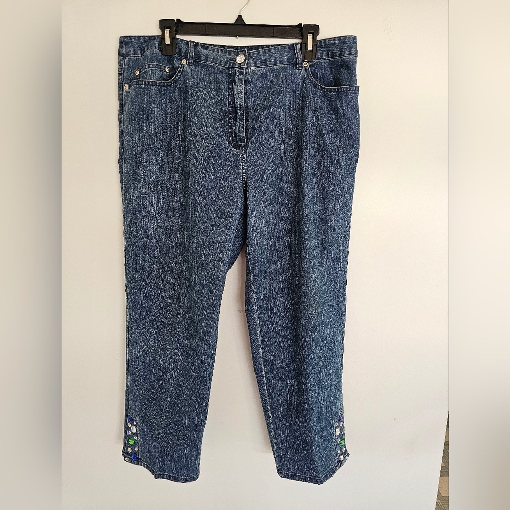 Blue Denim Women's Jean Capris with embellishment